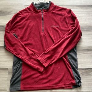 Columbia Two-Tone Red/Grey Quarter Zip Fleece